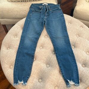 Loft skinny jeans. Distressed bottoms